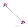 HEART CZ PRONG SET 316L SURGICAL STEEL INDUSTRIAL BARBELL